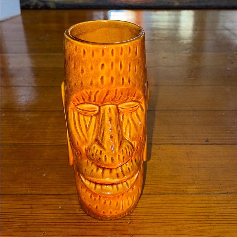 Ceramic Tiki Mug in Brown and Orange